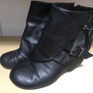black blowfish wedge ankle bootie